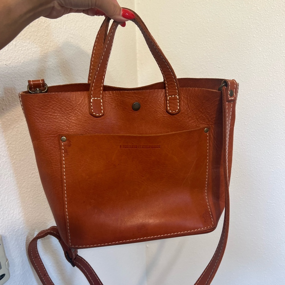 Orange Portland Leather Tote Bag